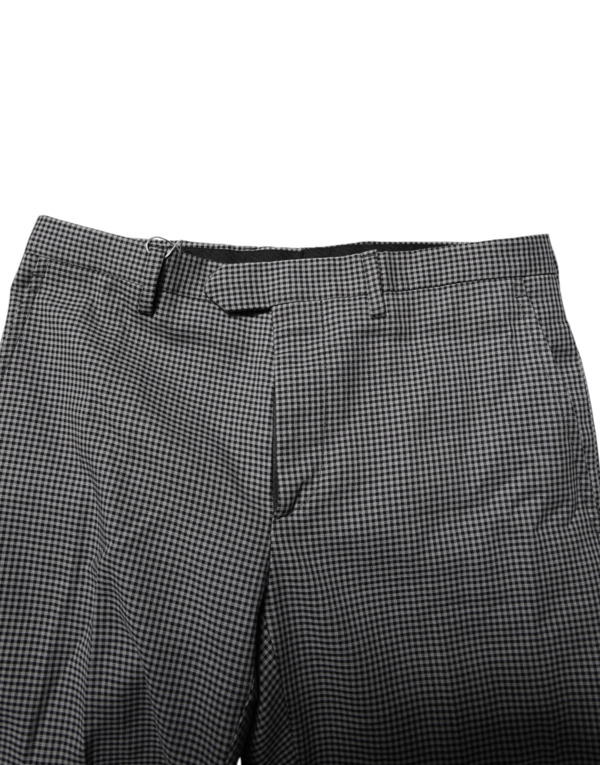 BENCIVENGA Black White Checkered Tapered Dress Pants